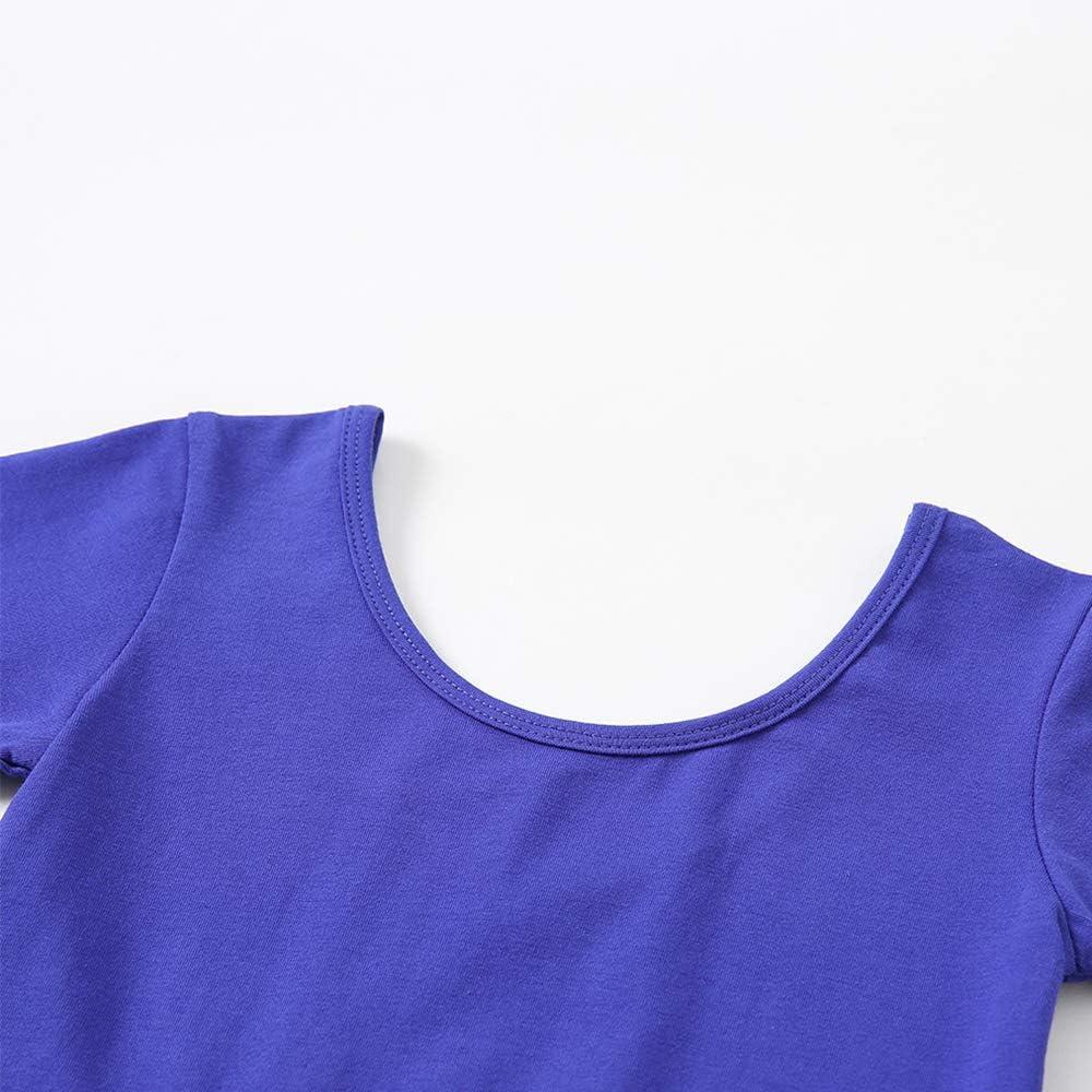 imageStelle Girls Short Sleeve Dress Summer Kids Toddler Skater Twirl A Line Solid Color TShirt Dress for School Casual 312 YA02royal Blue Without Pocket