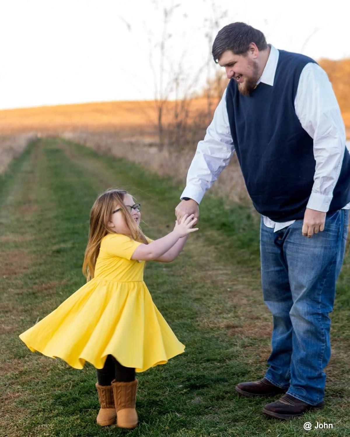 imageStelle Girls Short Sleeve Dress Summer Kids Toddler Skater Twirl A Line Solid Color TShirt Dress for School Casual 312 YA02yellow Without Pocket