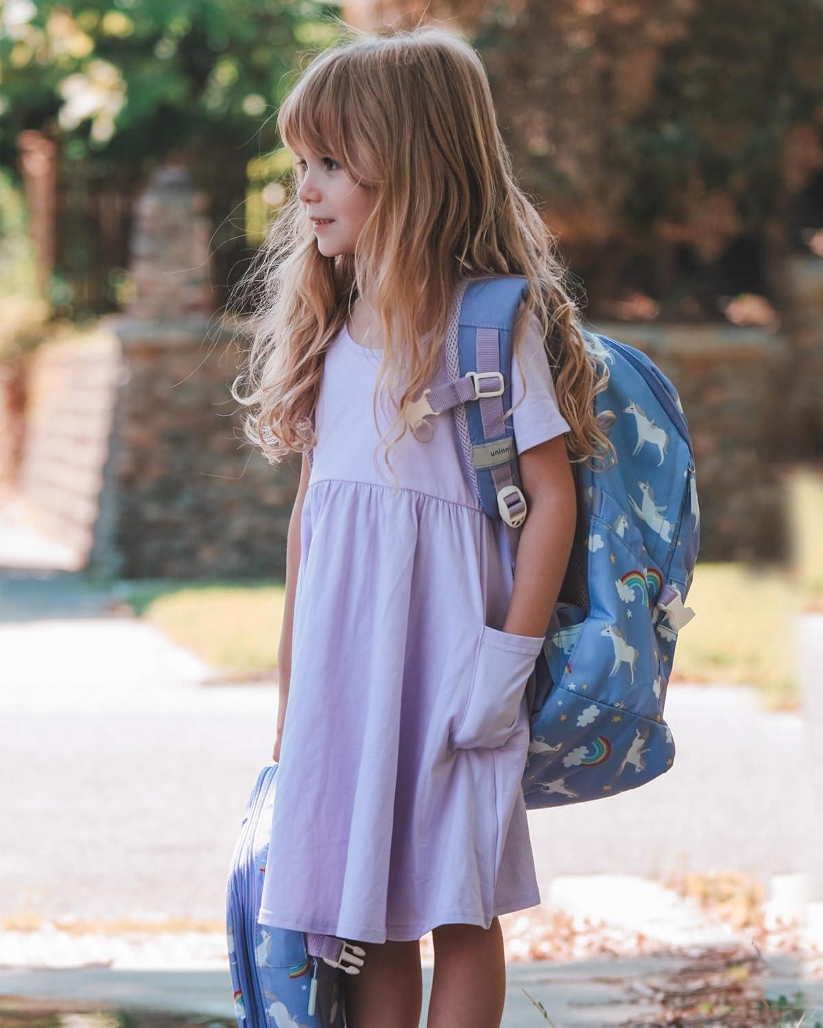 imageStelle Girls Short Sleeve Dress Summer Kids Toddler Skater Twirl A Line Solid Color TShirt Dress for School Casual 312 YA19lavender With Pocket