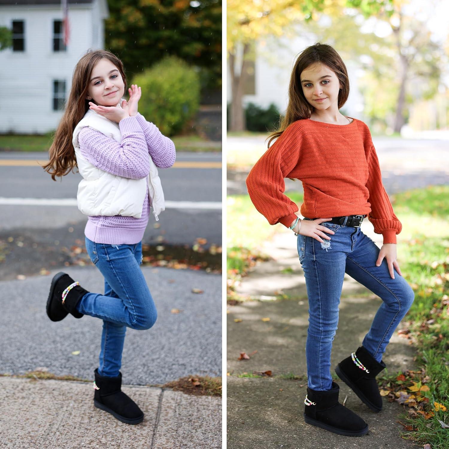 imageStelle Girls Snow Boots Warm Winter Boots for ToddlerLittleBig KidsBlack