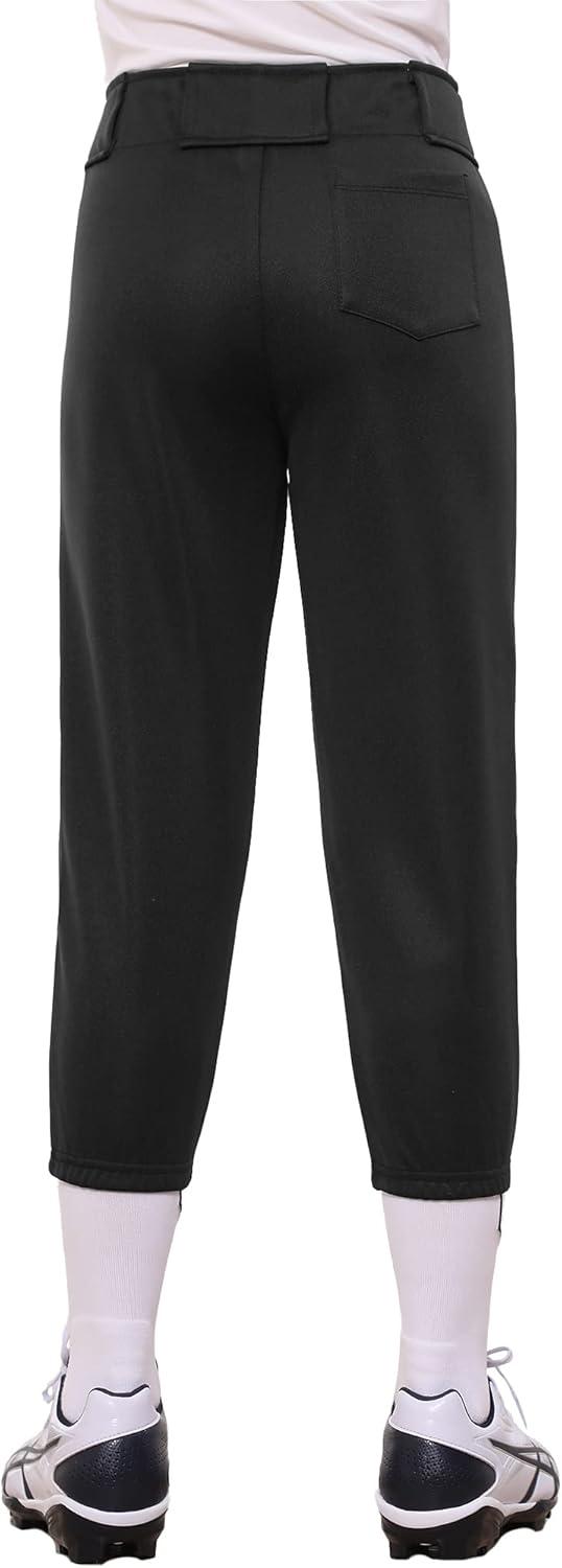 imageStelle Girls Softball Pants Youth Kids Baseball Pants Fastpitch Pants with Pockets Boys Tee BallBlack