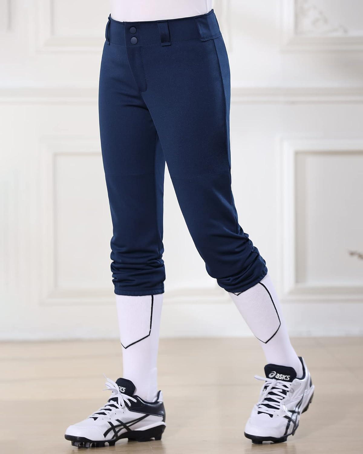 imageStelle Girls Softball Pants Youth Kids Baseball Pants Fastpitch Pants with Pockets Boys Tee BallNavy