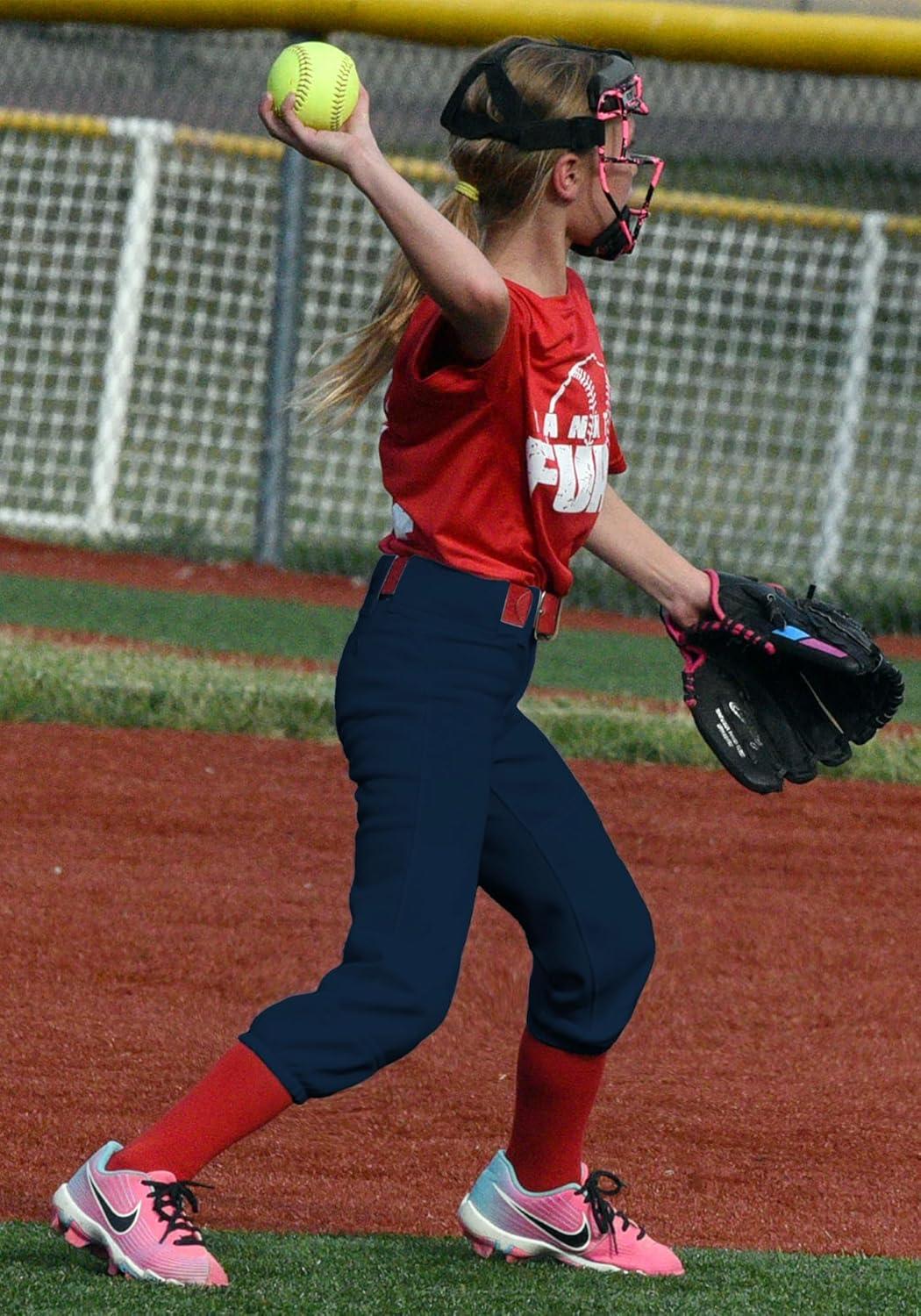 imageStelle Girls Softball Pants Youth Kids Baseball Pants Fastpitch Pants with Pockets Boys Tee BallNavy