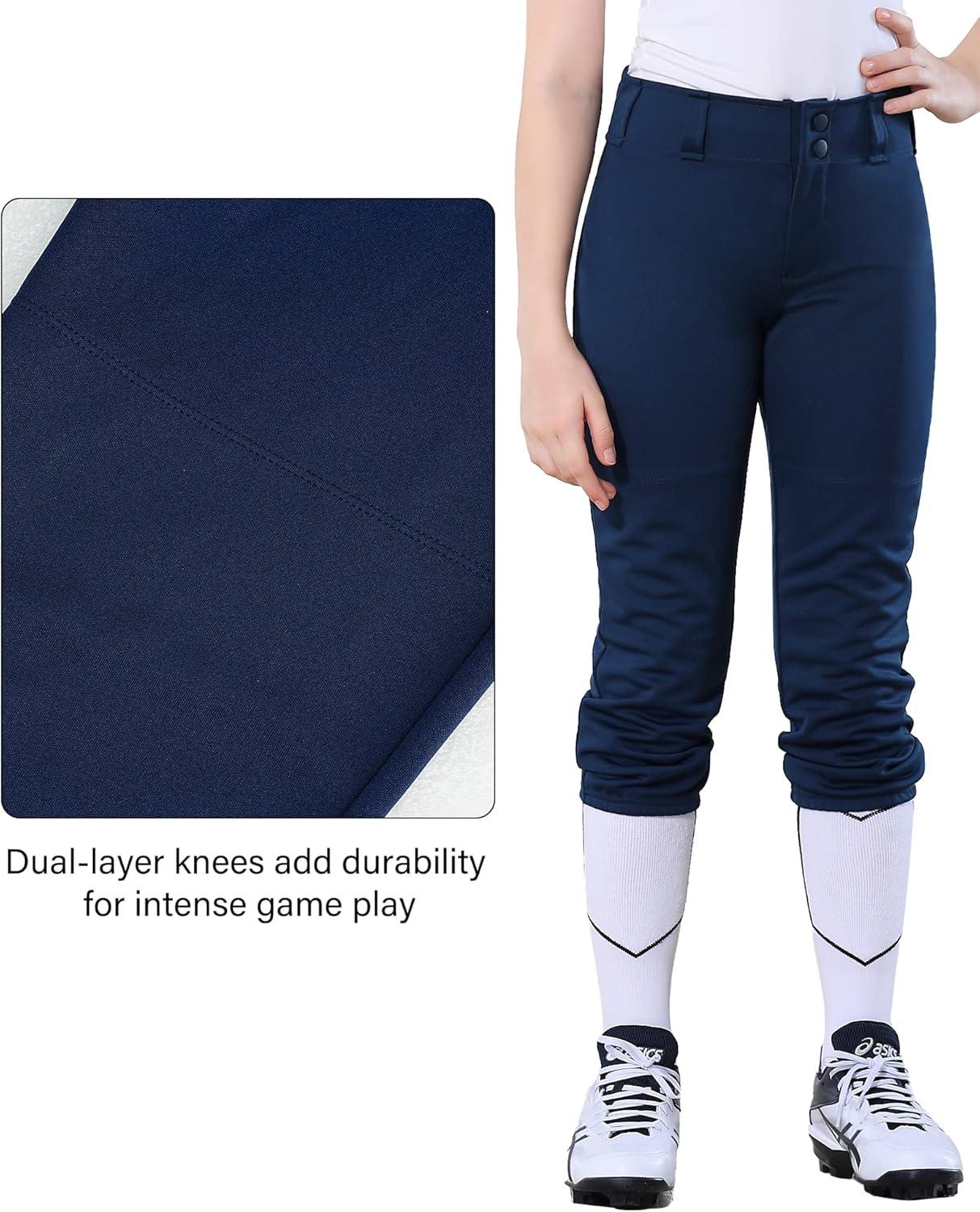 imageStelle Girls Softball Pants Youth Kids Baseball Pants Fastpitch Pants with Pockets Boys Tee BallNavy