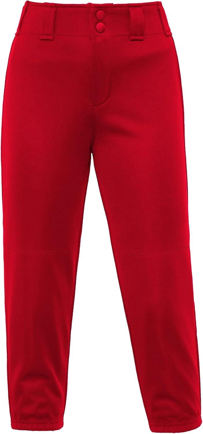 imageStelle Girls Softball Pants Youth Kids Baseball Pants Fastpitch Pants with Pockets Boys Tee BallRed