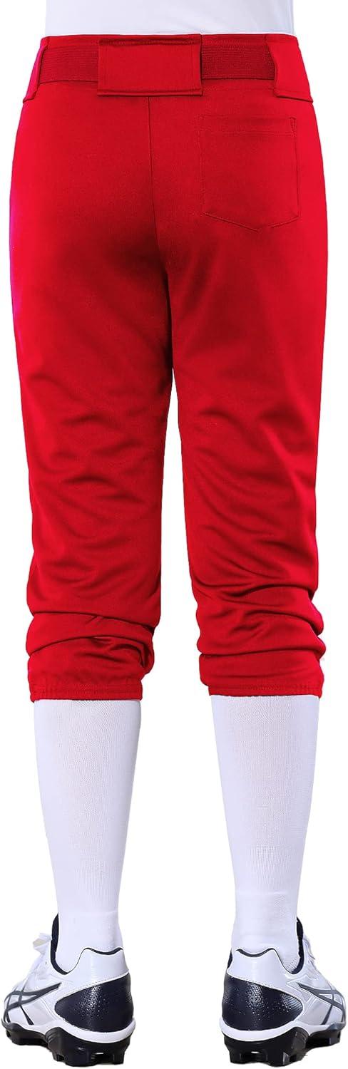 imageStelle Girls Softball Pants Youth Kids Baseball Pants Fastpitch Pants with Pockets Boys Tee BallRed
