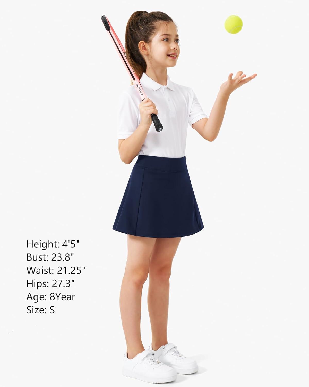 imageStelle Girls Tennis Skirts with Inner Shorts Pockets Golf Skirts Athletic Running Workout Pleated Skort 515YearsNavy