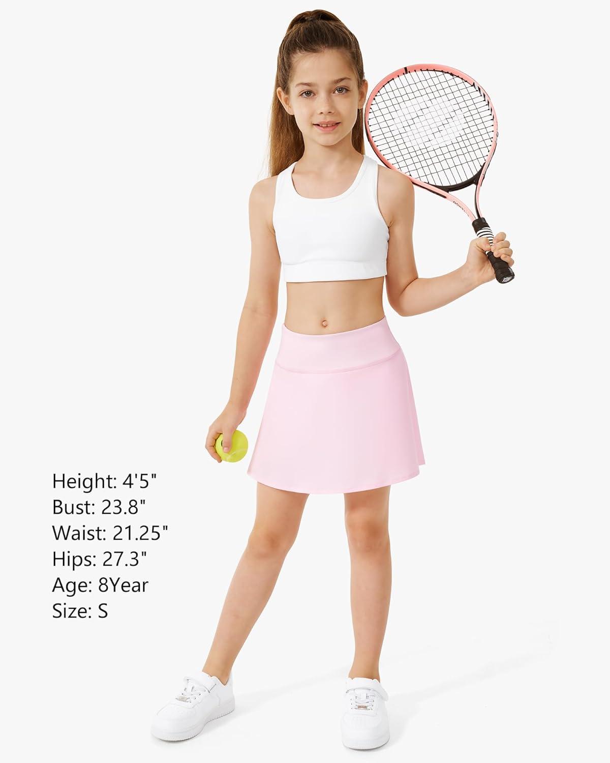 imageStelle Girls Tennis Skirts with Inner Shorts Pockets Golf Skirts Athletic Running Workout Pleated Skort 515YearsPink