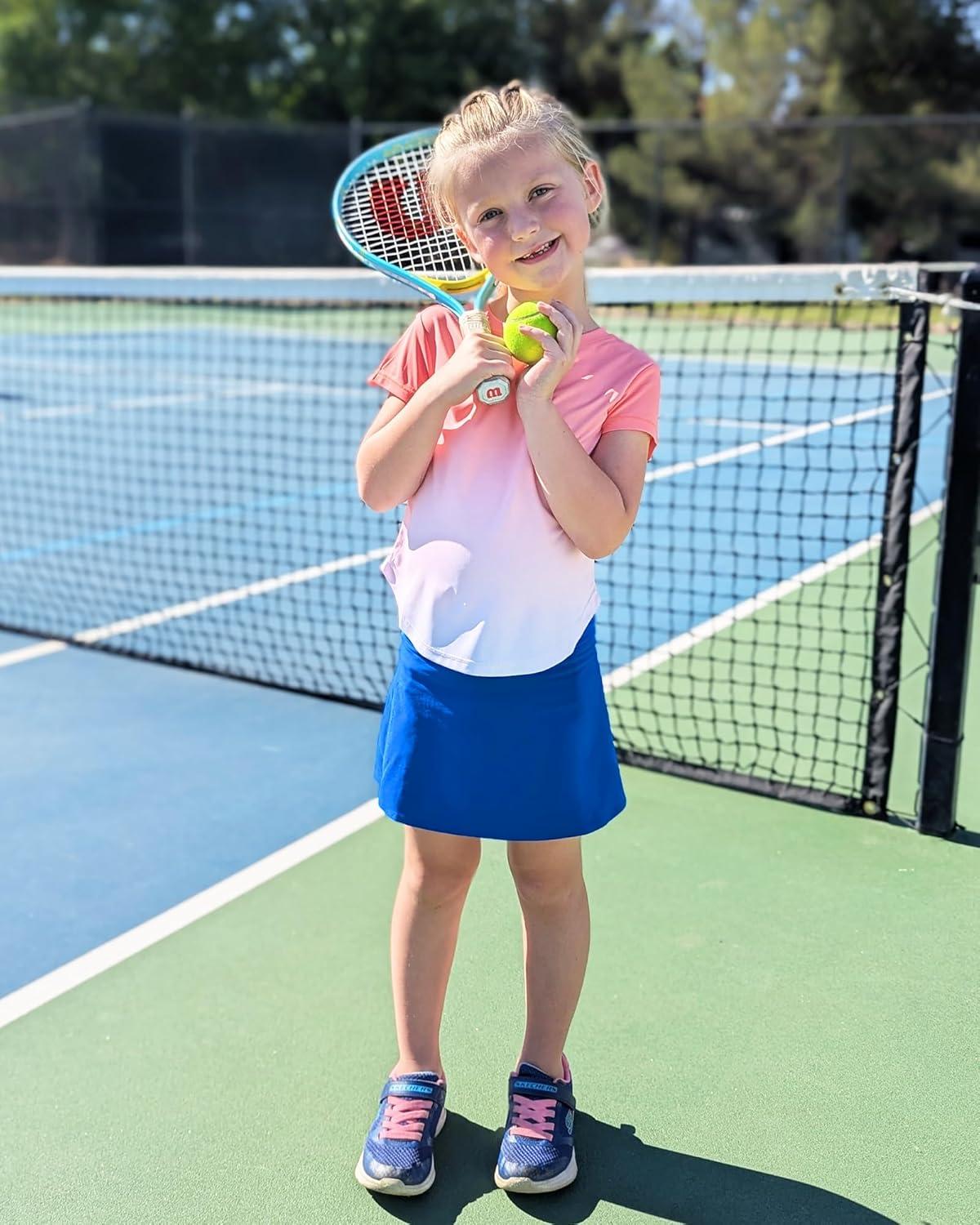 imageStelle Girls Tennis Skirts with Inner Shorts Pockets Golf Skirts Athletic Running Workout Pleated Skort 515YearsSapphire