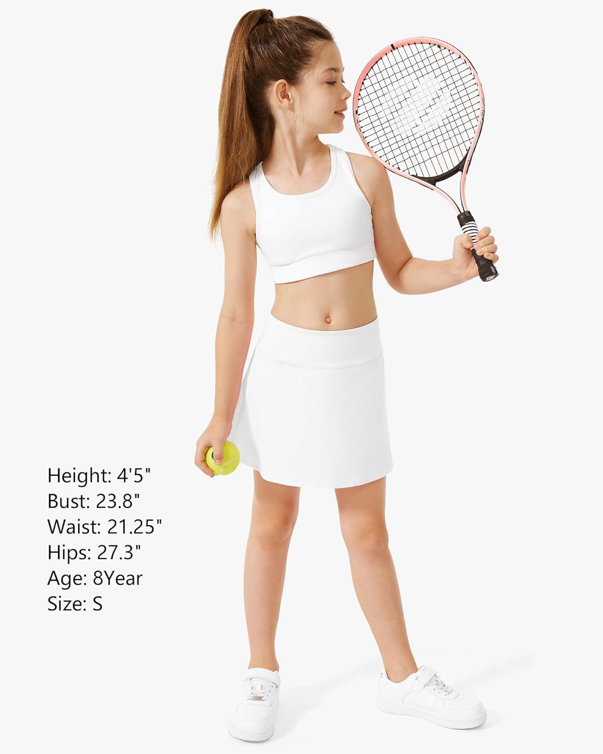 imageStelle Girls Tennis Skirts with Inner Shorts Pockets Golf Skirts Athletic Running Workout Pleated Skort 515YearsWhite