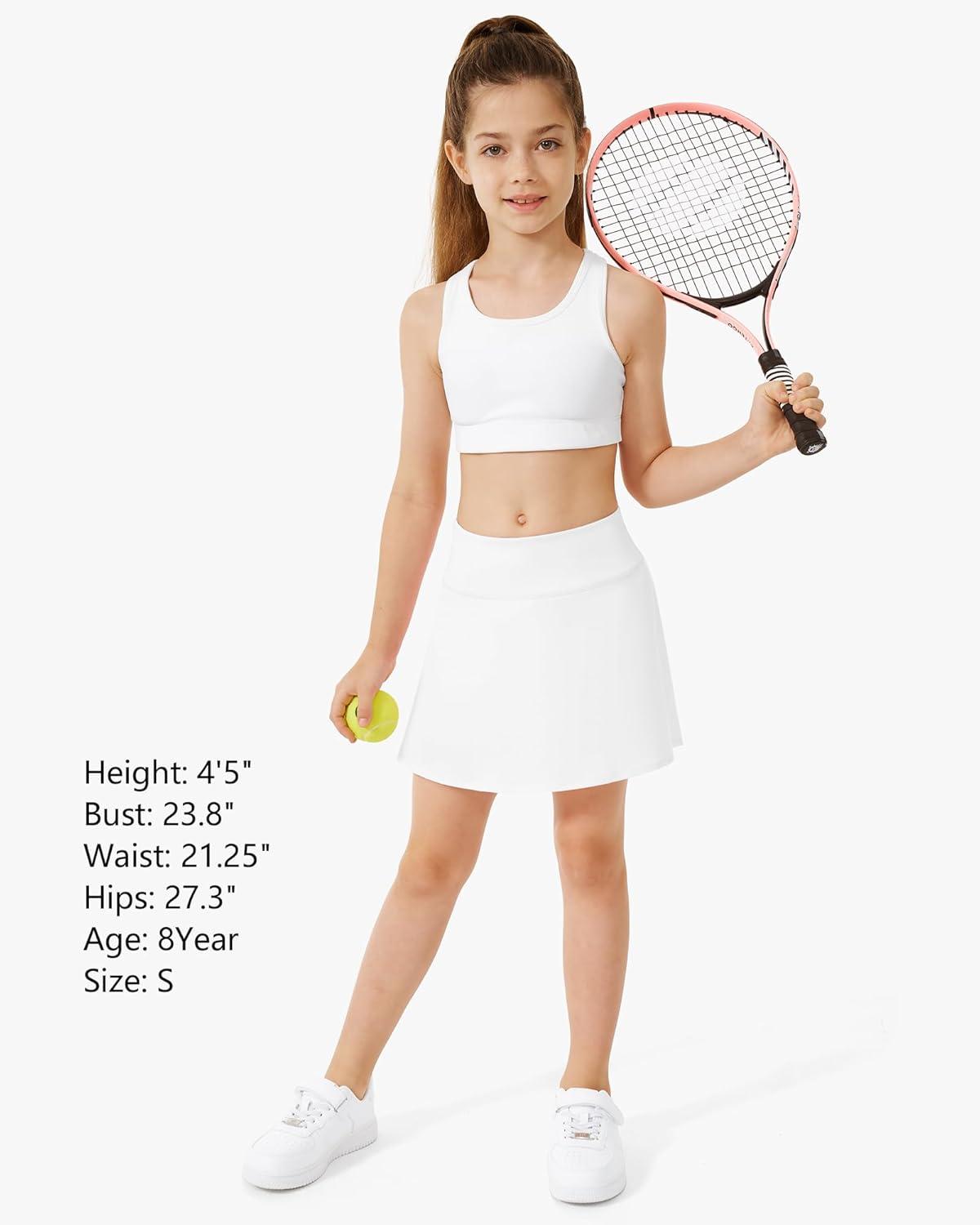 imageStelle Girls Tennis Skirts with Inner Shorts Pockets Golf Skirts Athletic Running Workout Pleated Skort 515YearsWhite