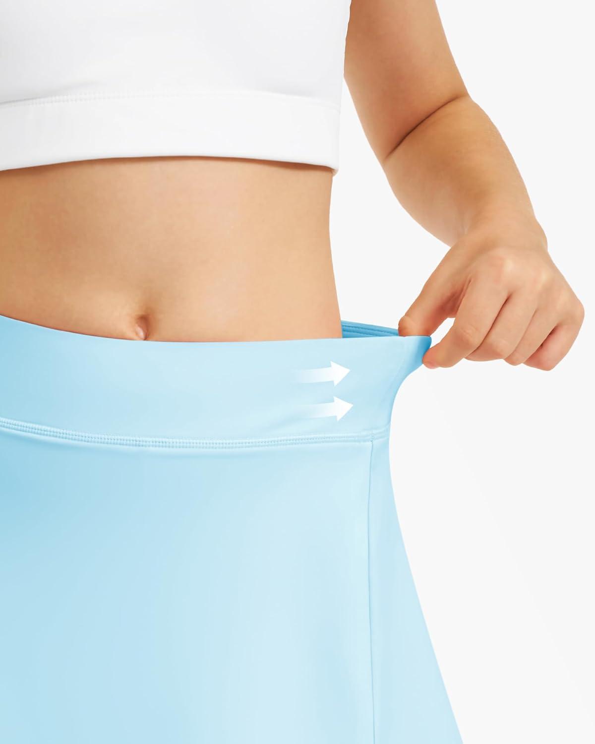 imageStelle Girls Tennis Skirts with Pockets Athletic Skorts Inner Shorts High Waisted Sports Golf Running SkirtBaby Blue