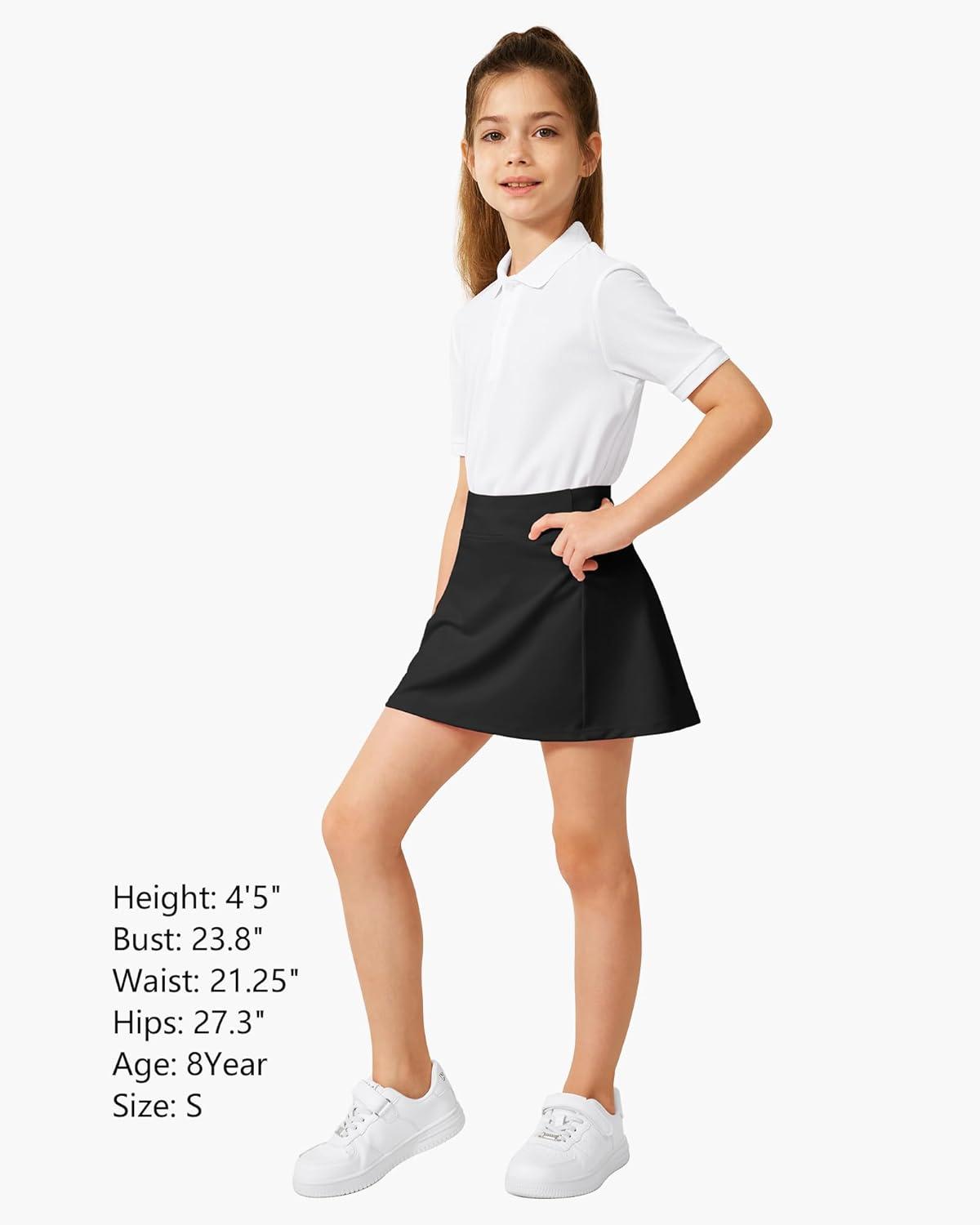 imageStelle Girls Tennis Skirts with Pockets Athletic Skorts Inner Shorts High Waisted Sports Golf Running SkirtBlack
