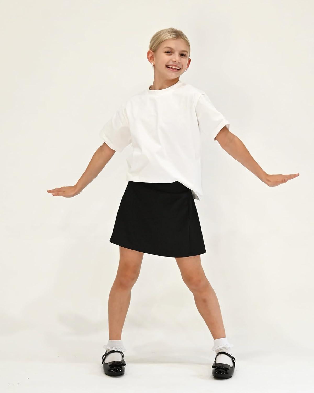 imageStelle Girls Tennis Skirts with Pockets Athletic Skorts Inner Shorts High Waisted Sports Golf Running SkirtBlack