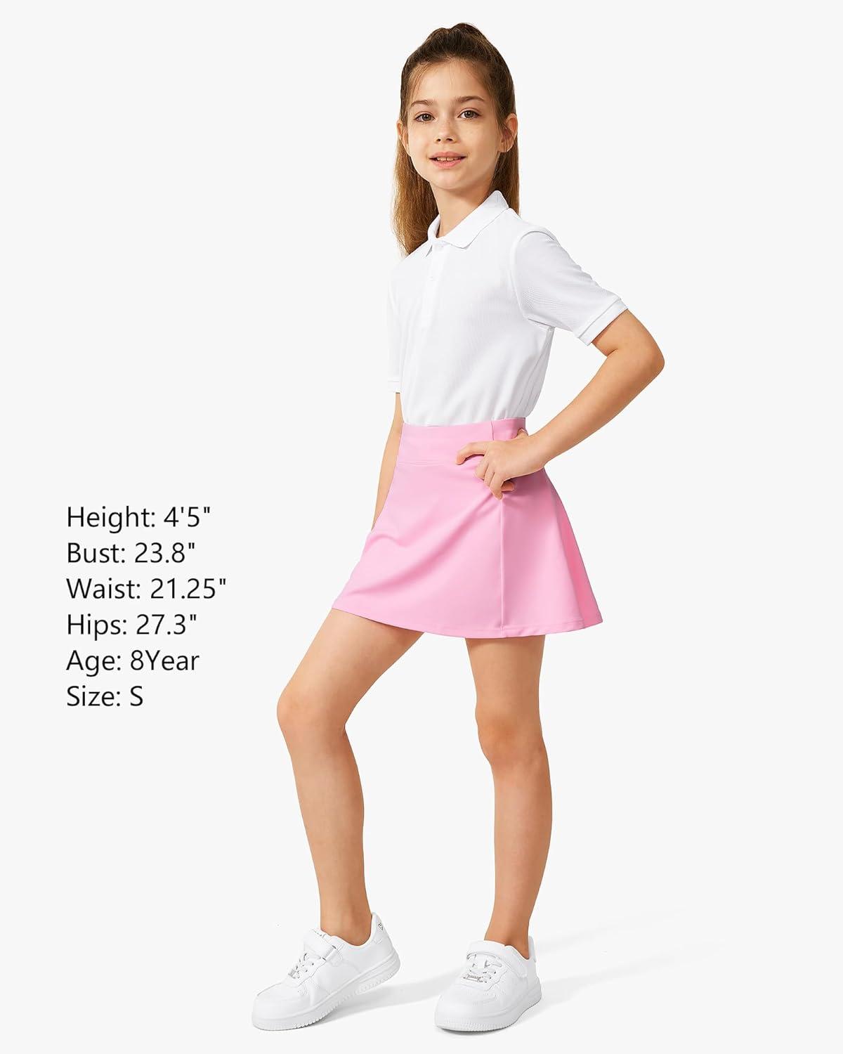 imageStelle Girls Tennis Skirts with Pockets Athletic Skorts Inner Shorts High Waisted Sports Golf Running SkirtCotton Candy