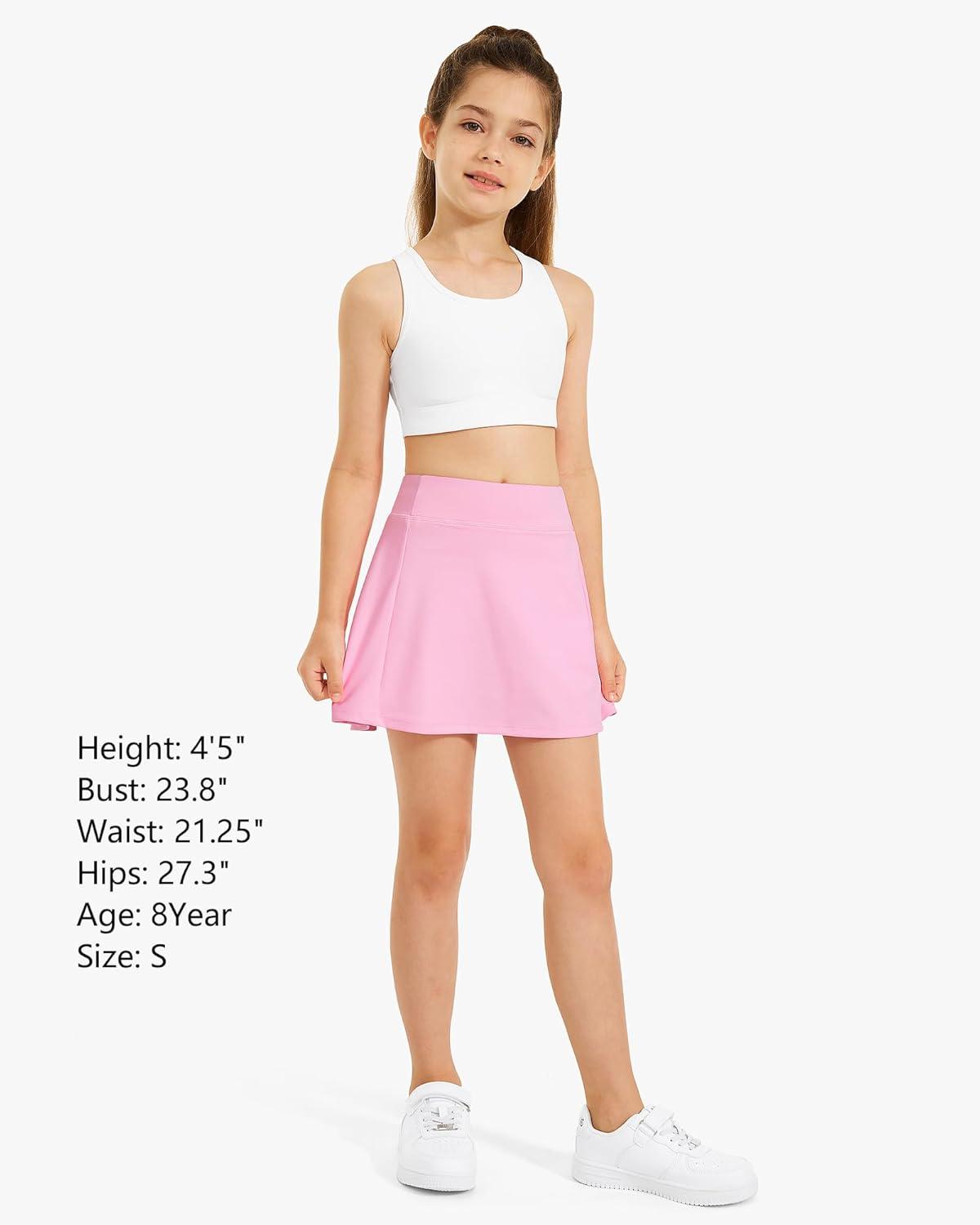 imageStelle Girls Tennis Skirts with Pockets Athletic Skorts Inner Shorts High Waisted Sports Golf Running SkirtCotton Candy