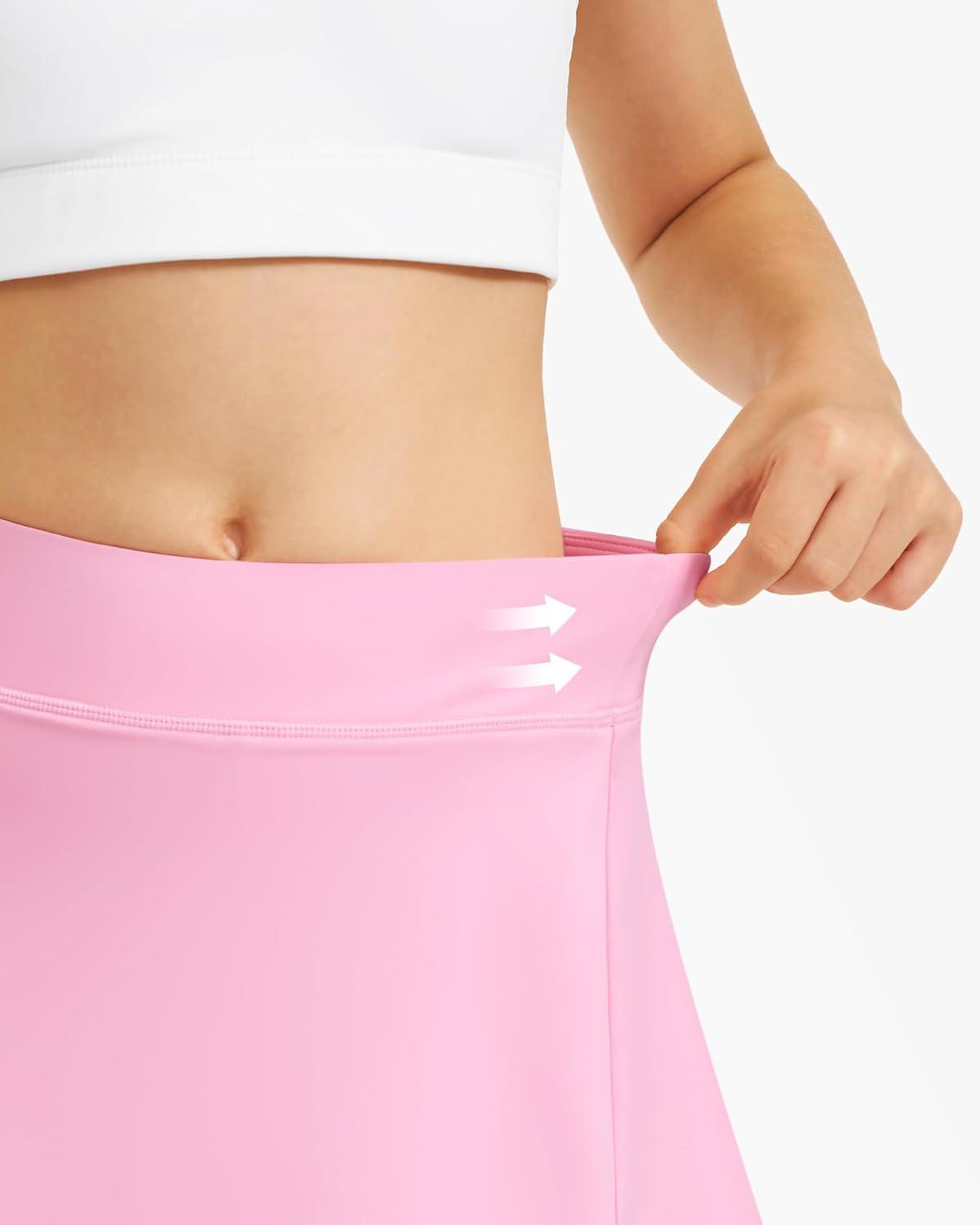 imageStelle Girls Tennis Skirts with Pockets Athletic Skorts Inner Shorts High Waisted Sports Golf Running SkirtCotton Candy