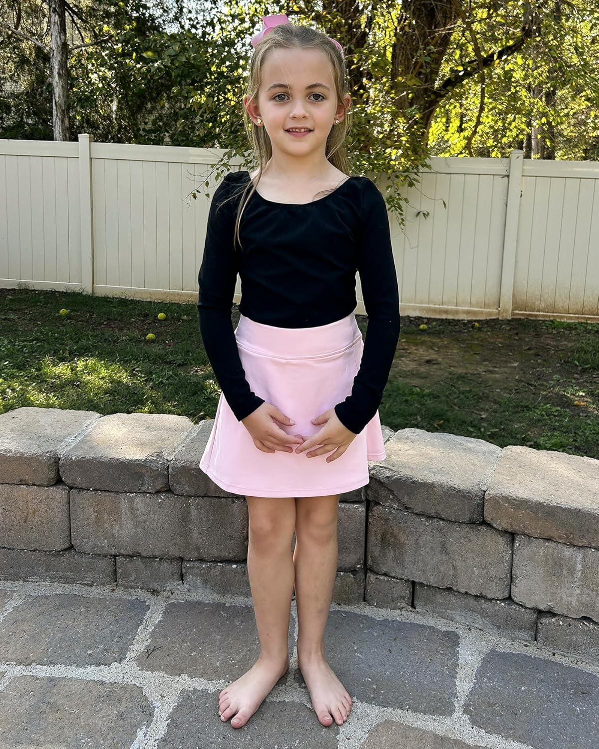 imageStelle Girls Tennis Skirts with Pockets Athletic Skorts Inner Shorts High Waisted Sports Golf Running SkirtPink