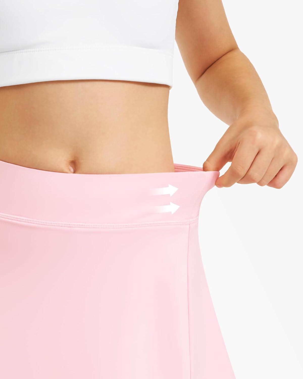 imageStelle Girls Tennis Skirts with Pockets Athletic Skorts Inner Shorts High Waisted Sports Golf Running SkirtPink