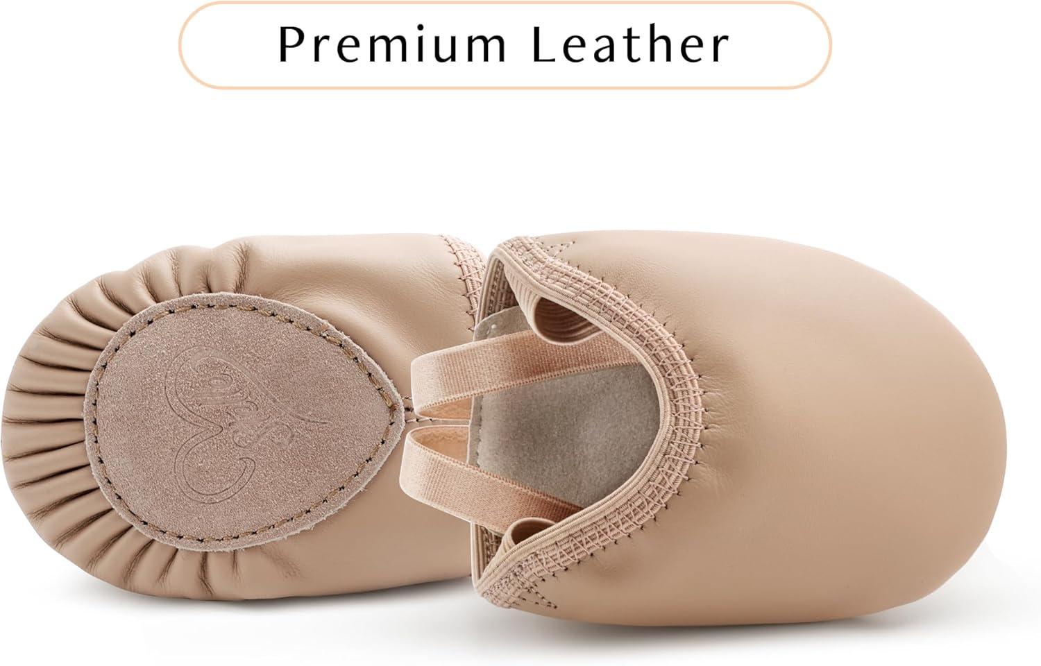 imageStelle Leather Half Soles Dance Shoes Womens Lyrical Pirouette Turners Dance Shoes for Turning GirlsBoysMenAdultSand