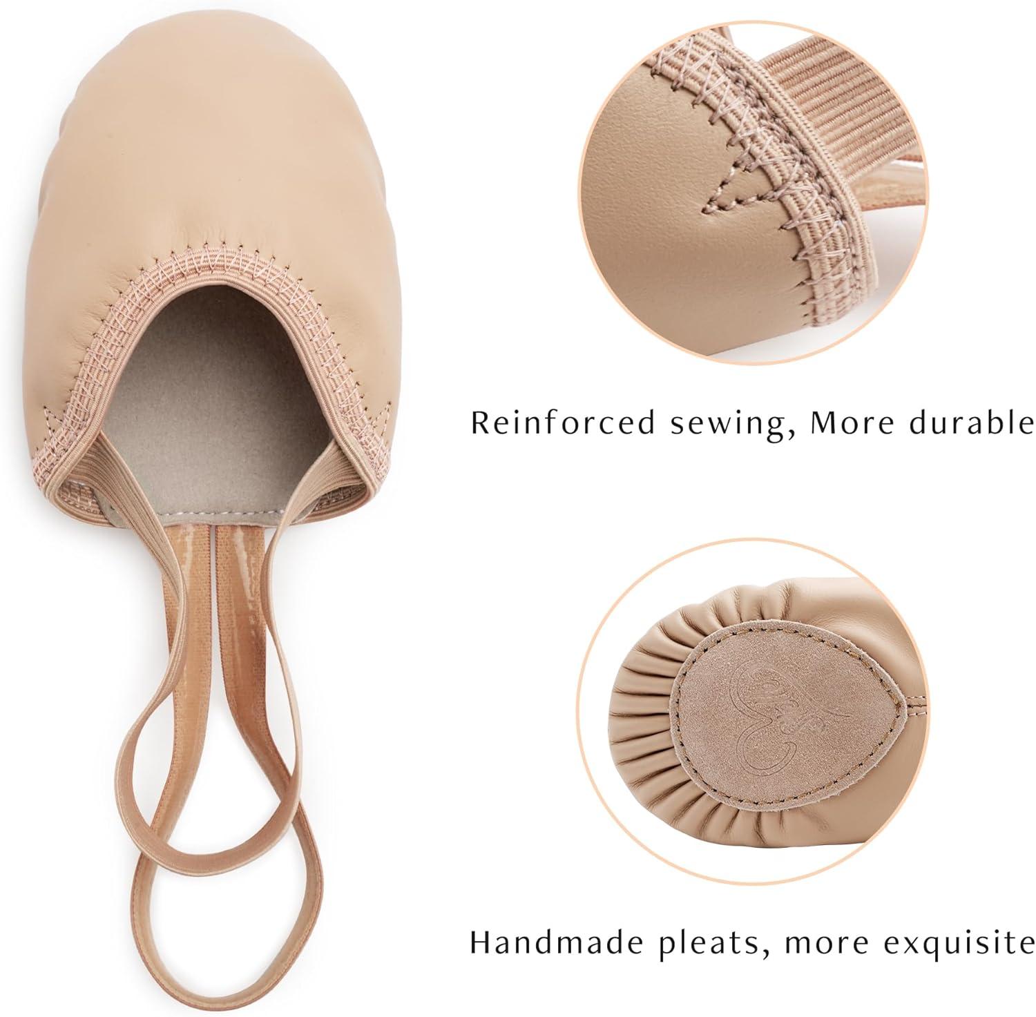 imageStelle Leather Half Soles Dance Shoes Womens Lyrical Pirouette Turners Dance Shoes for Turning GirlsBoysMenAdultSand
