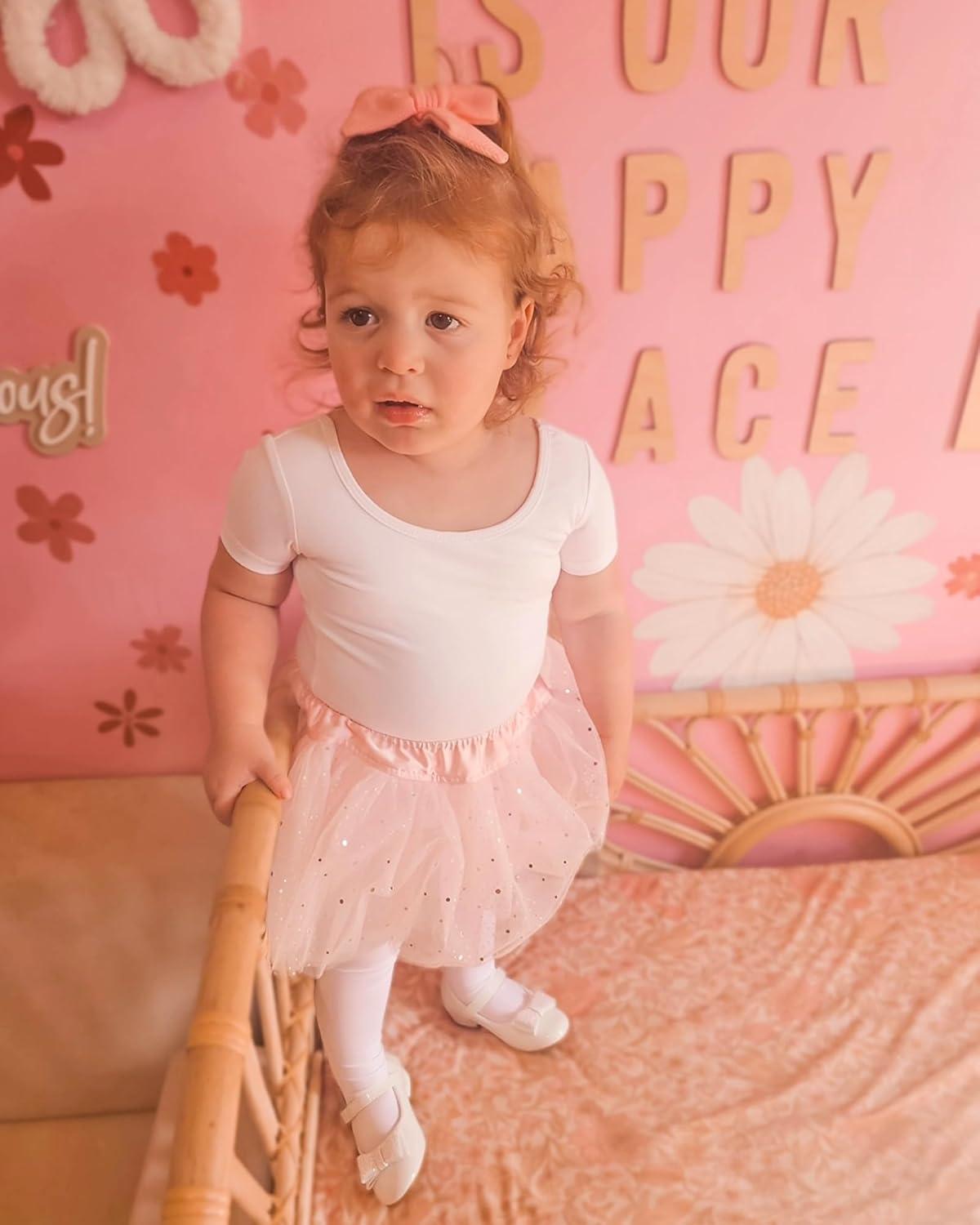 imageStelle Leotard for Girls Black Ballet Dance Leotard Gymnastics Outfits with Bow Back ToddlerLittleBig Kids1white