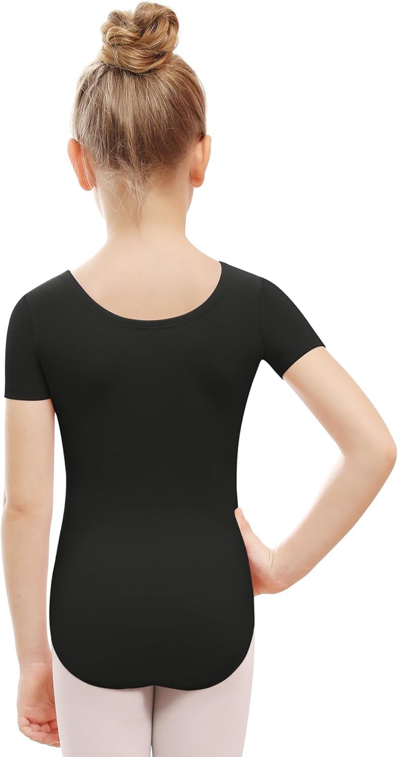 imageStelle Leotards for Girls Ballet Scoop Neck Short Sleeve Leotard Gymnastics Dance UnitardsBlack