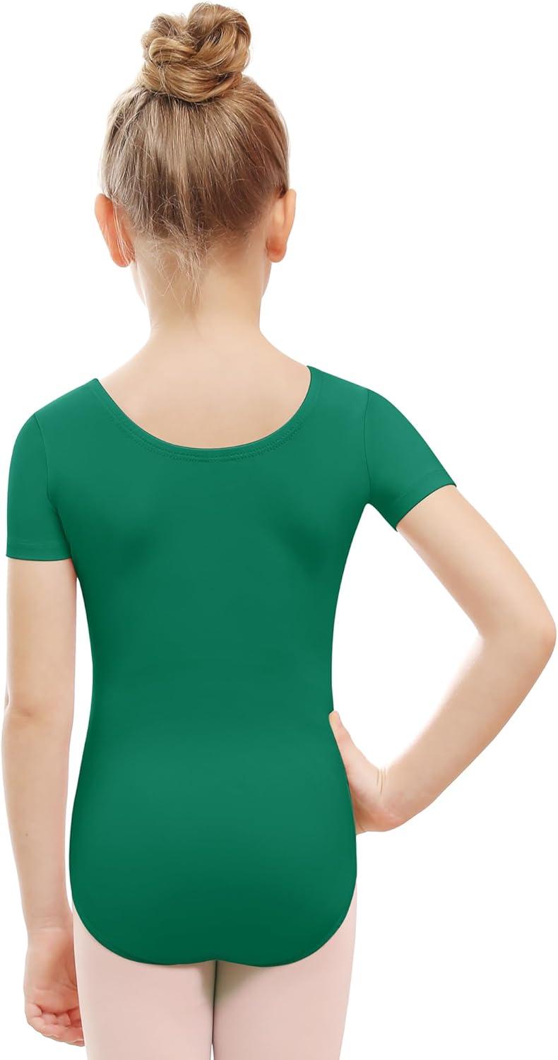 imageStelle Leotards for Girls Ballet Scoop Neck Short Sleeve Leotard Gymnastics Dance UnitardsGreen