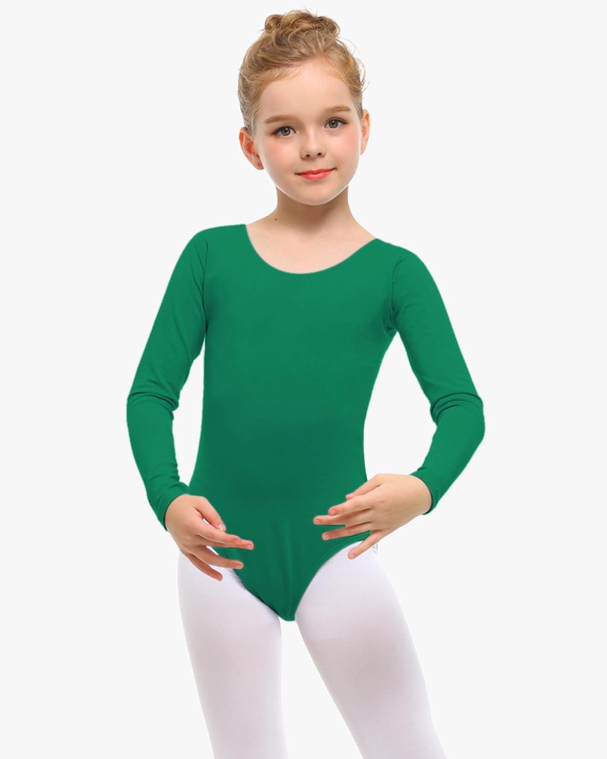 imageStelle Long Sleeve Ballet Leotards for Girls Dance Leotard Black Gymnastics Ballet Outfits ToddlerLittle KidBig KidGreen
