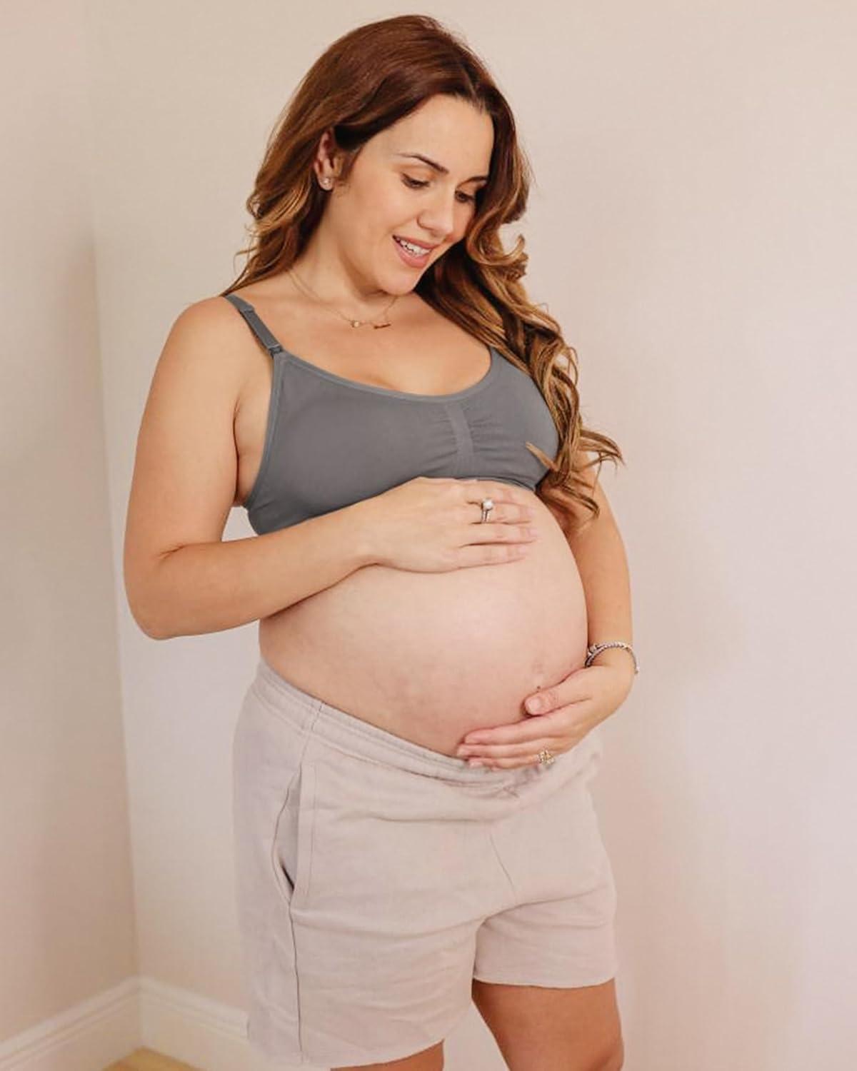 imageStelle Nursing Bras Maternity Bra for Breastfeeding Pregnancy Wireless Bralette with Pads Extenders ampamp ClipsBlackgrayrose Pink