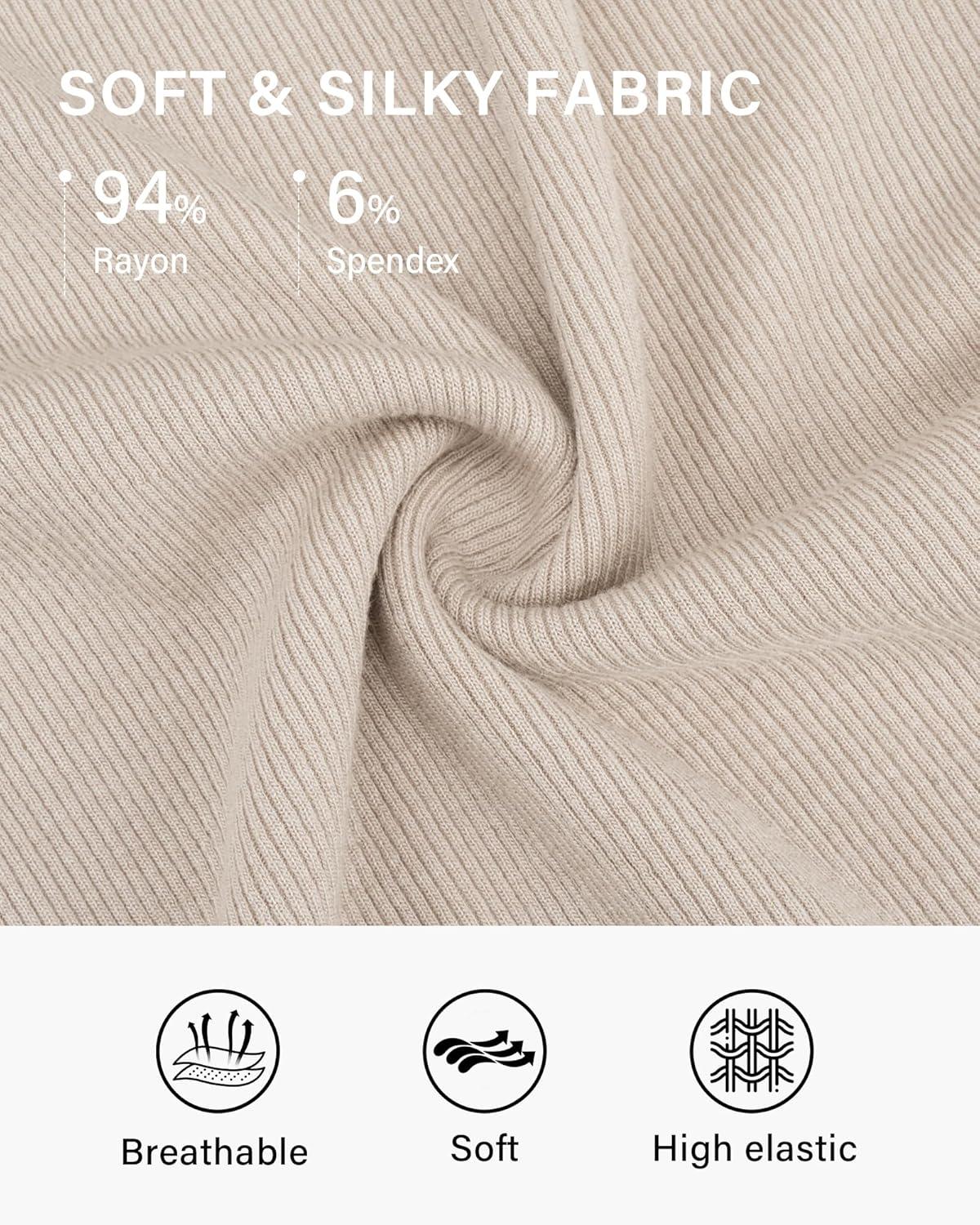 imageStelle Ribbed Tops for Women Short Sleeve Tshirt Slim Fit Basic Tee Casual BlouseDesert Beige