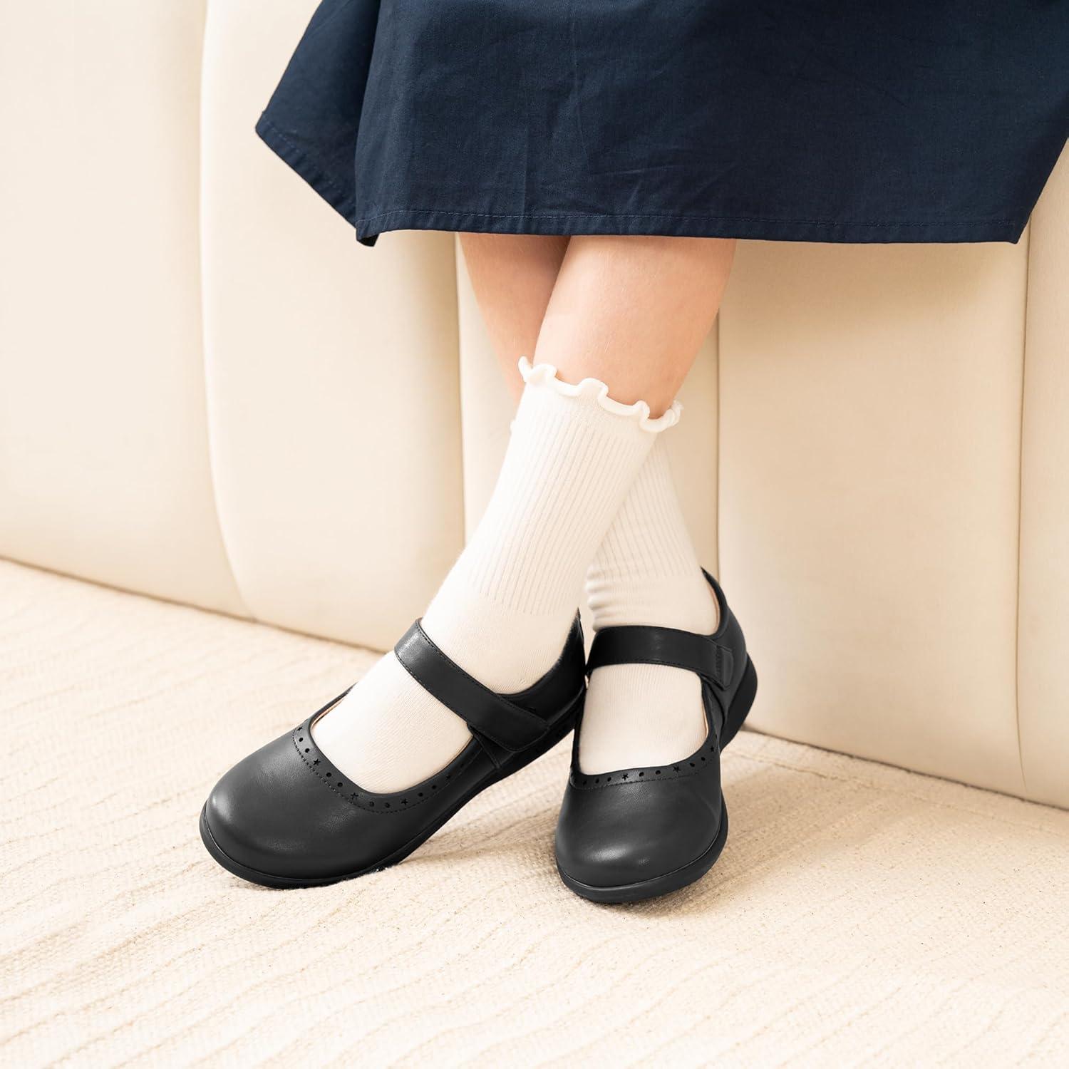 imageStelle School Shoes for Girls Mary Jane Dress Shoes Uniform Flats LittleBig KidsNavy