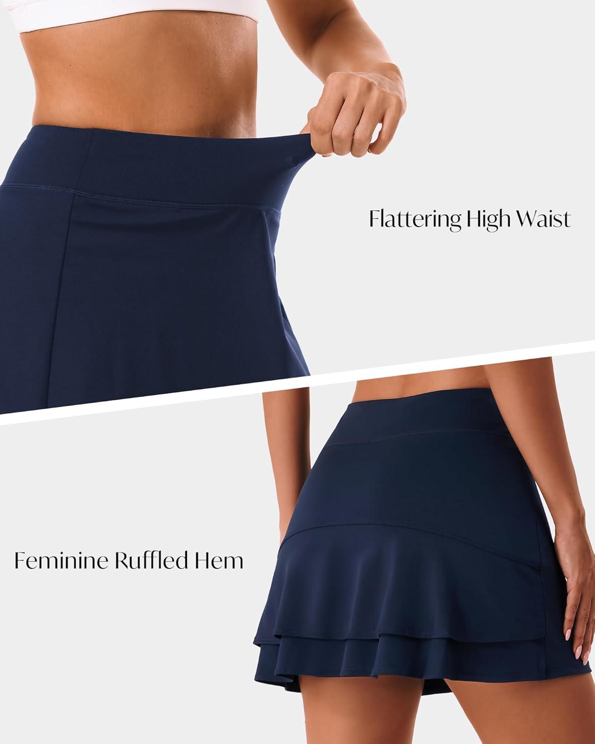 imageStelle Tennis Skirts for Women Athletic Skirt with Shorts Golf Skort Pocket High Waisted Skorts Workout PickleballNavy