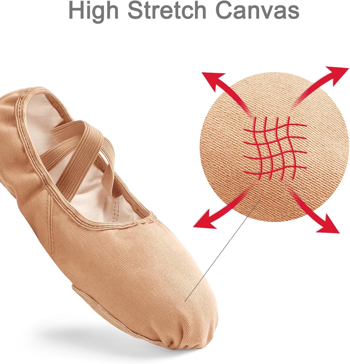 imageStelle Women Ballet Shoes Highly Stretch Canvas Adult Ballet Slippers Split Sole Yoga Dance Shoe for Girls BoysSand