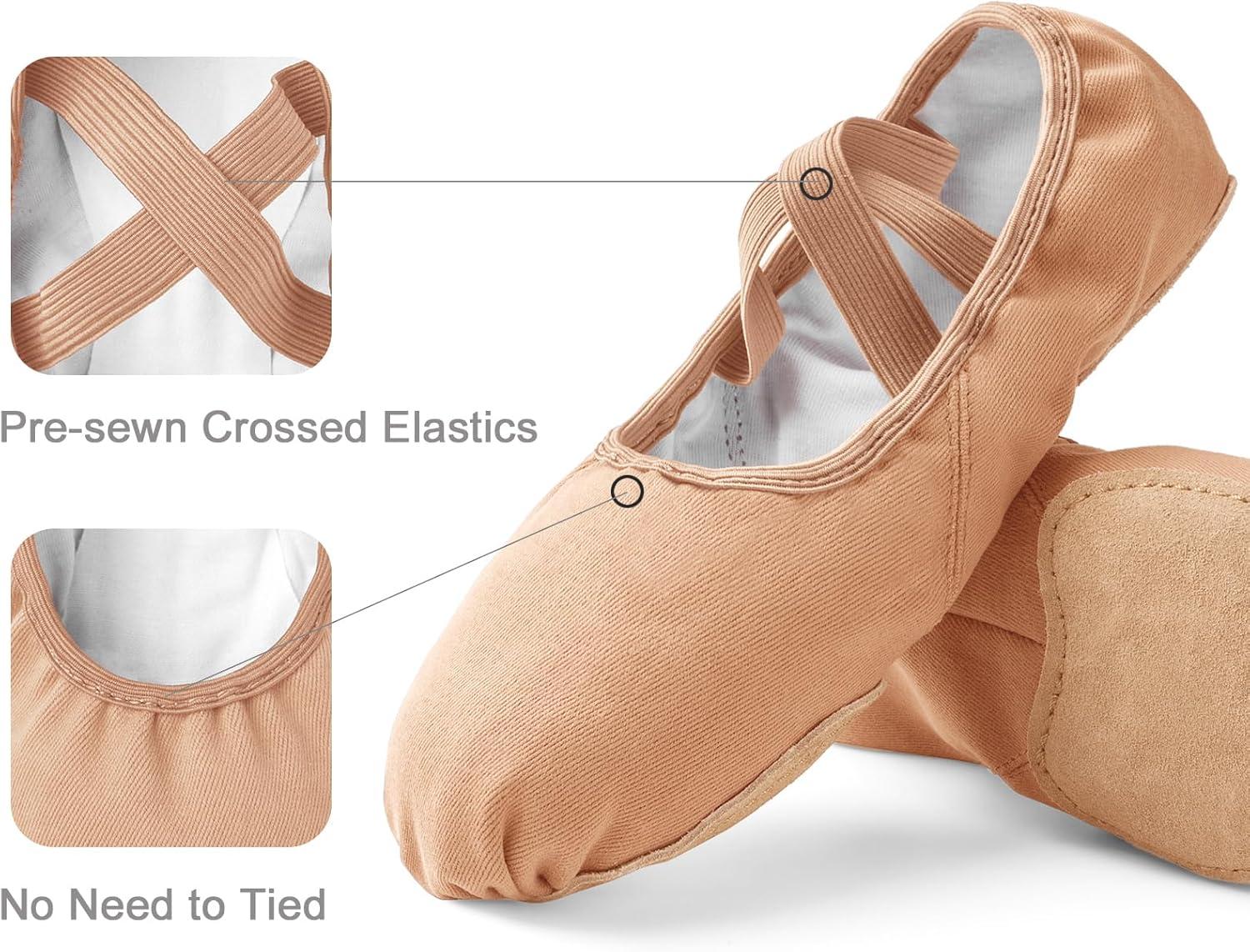 imageStelle Women Ballet Shoes Highly Stretch Canvas Adult Ballet Slippers Split Sole Yoga Dance Shoe for Girls BoysSand