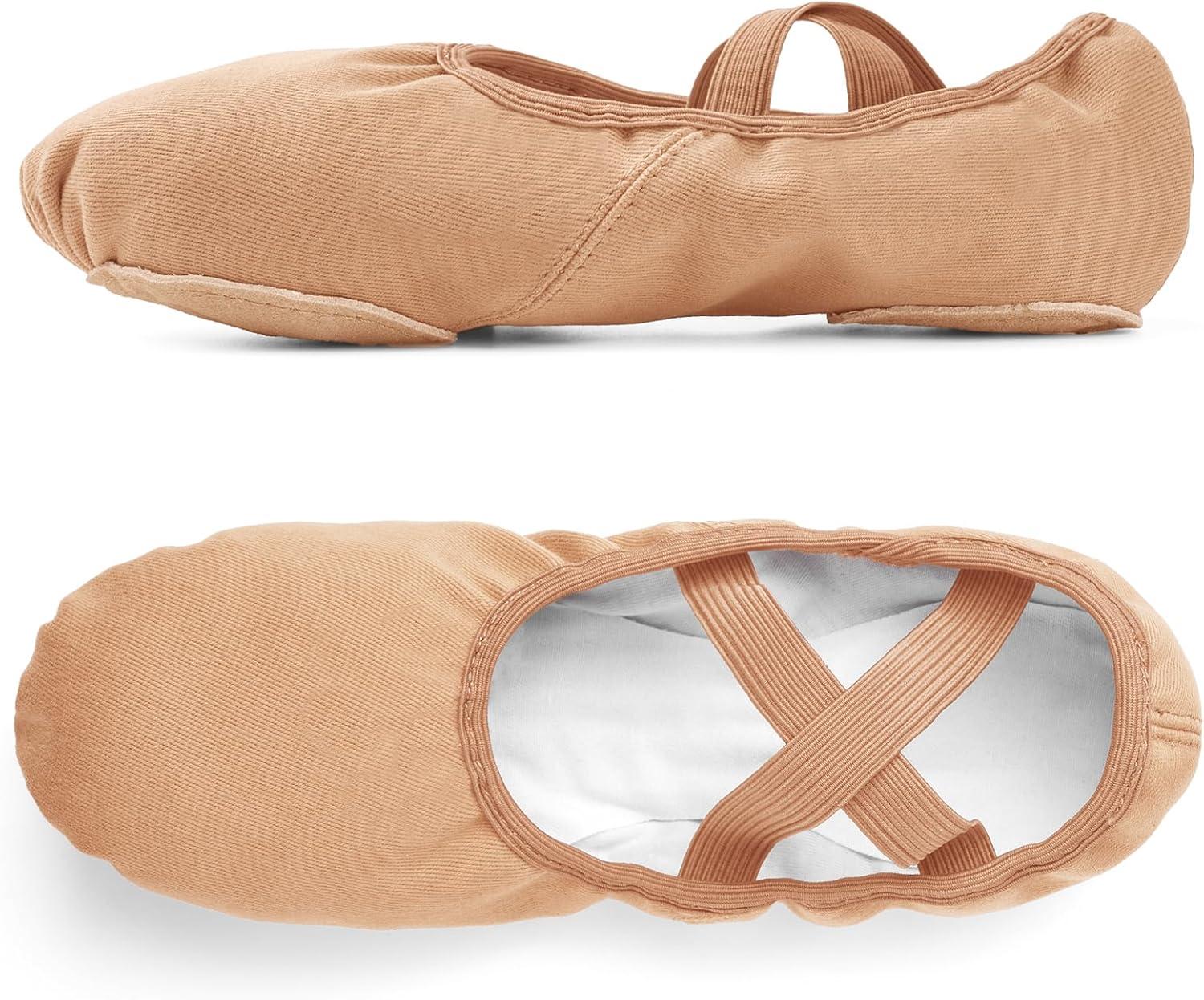 imageStelle Women Ballet Shoes Highly Stretch Canvas Adult Ballet Slippers Split Sole Yoga Dance Shoe for Girls BoysSand