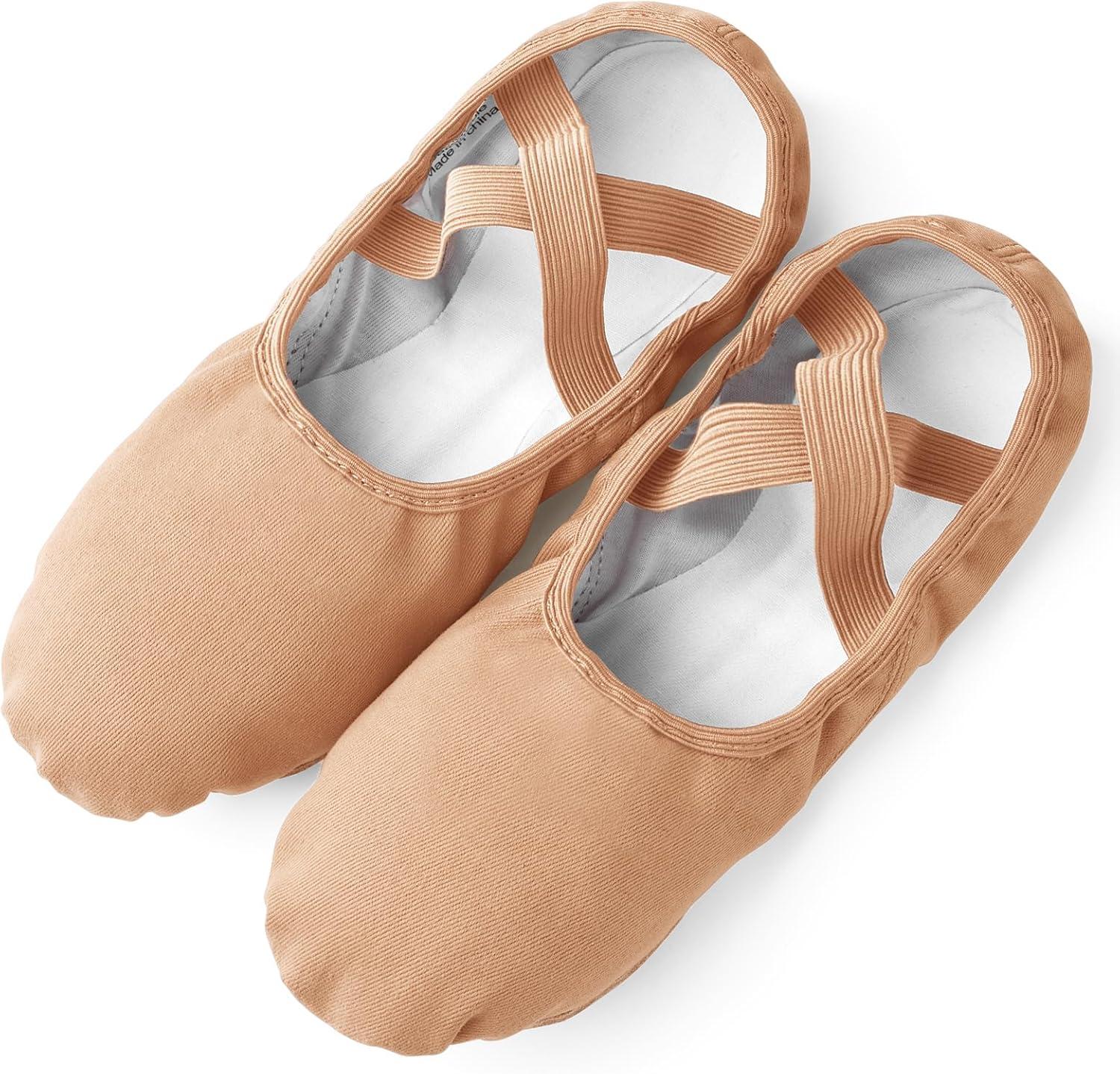 imageStelle Women Ballet Shoes Highly Stretch Canvas Adult Ballet Slippers Split Sole Yoga Dance Shoe for Girls BoysSand