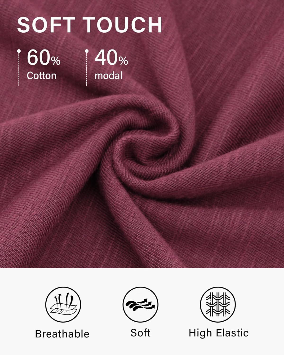 imageStelle Women T Shirts Crew Neck Short Sleeve Shirts Modal Soft Summer Classic Fit TeesBurgundy