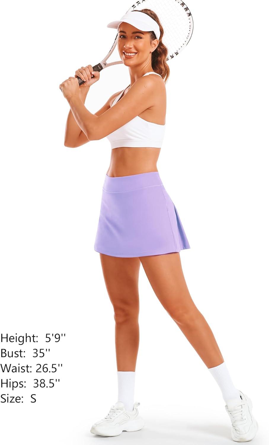 imageStelle Women Tennis Skirt Golf Skorts Athletic High Waisted with Pockets Inner Shorts Sport Workout Pleated PickleballLilac