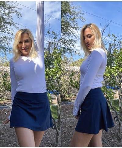 imageStelle Women Tennis Skirt Golf Skorts Athletic High Waisted with Pockets Inner Shorts Sport Workout Pleated PickleballNavy
