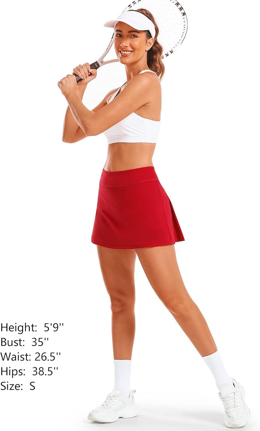 imageStelle Women Tennis Skirt Golf Skorts Athletic High Waisted with Pockets Inner Shorts Sport Workout Pleated PickleballRed