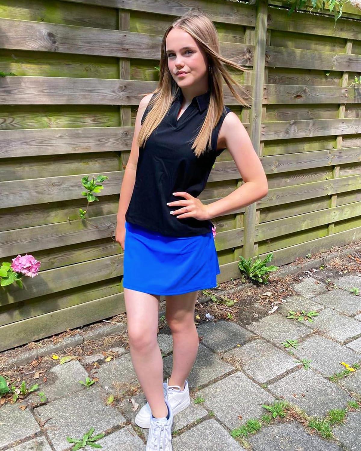 imageStelle Women Tennis Skirt Golf Skorts Athletic High Waisted with Pockets Inner Shorts Sport Workout Pleated PickleballSapphire