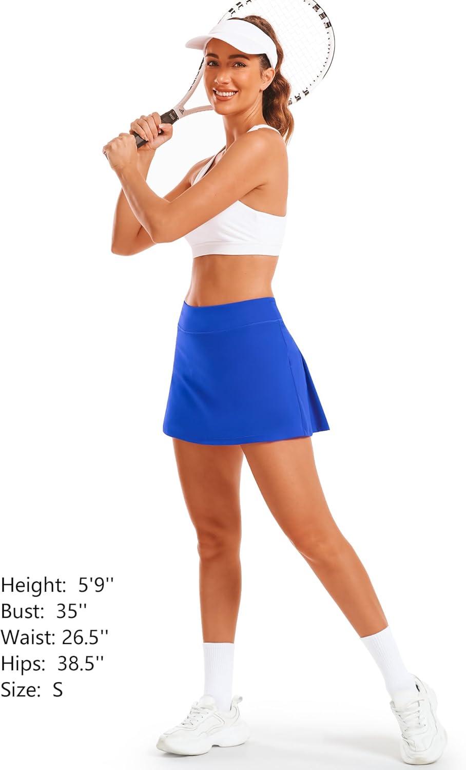 imageStelle Women Tennis Skirt Golf Skorts Athletic High Waisted with Pockets Inner Shorts Sport Workout Pleated PickleballSapphire