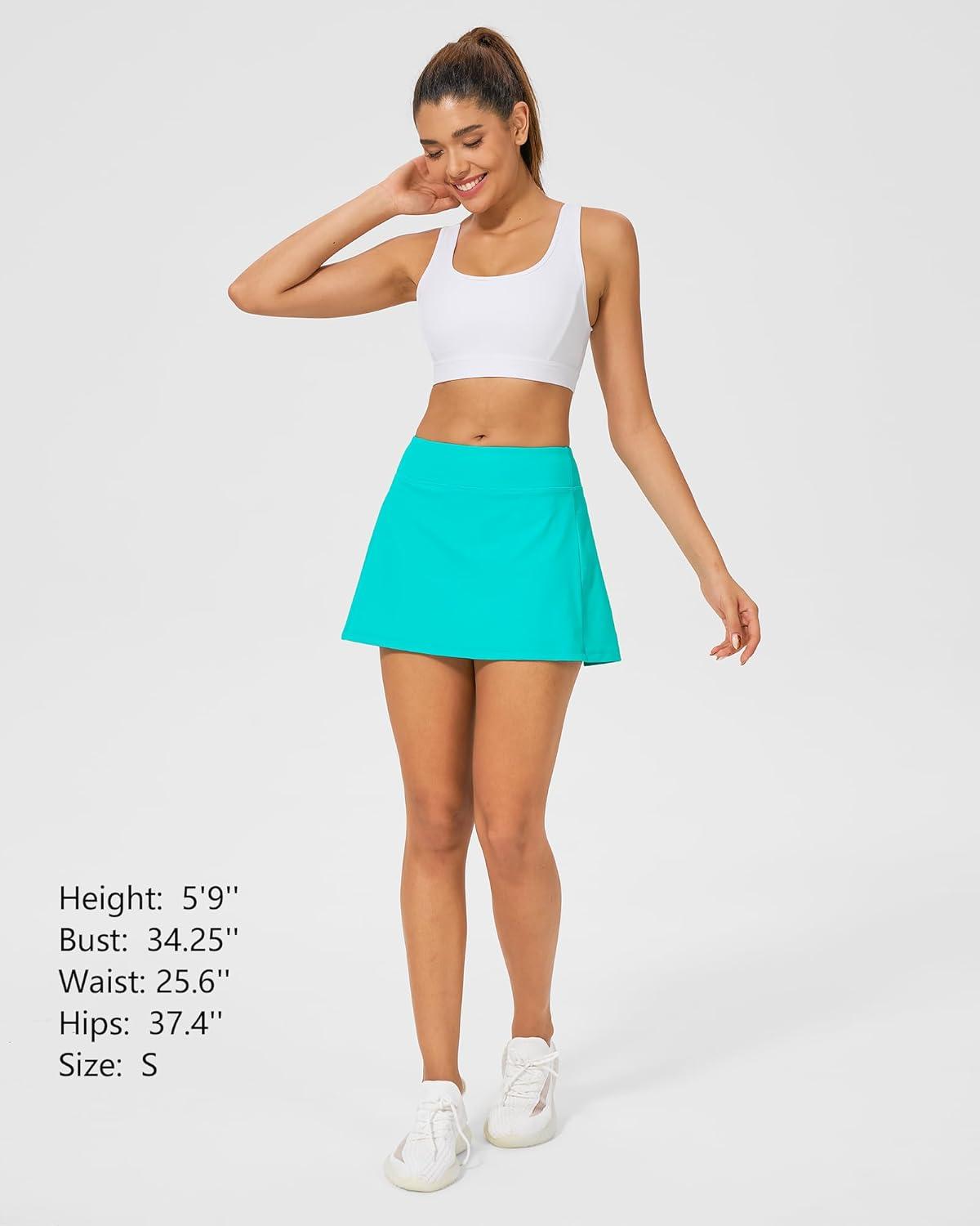 imageStelle Women Tennis Skirt Golf Skorts Athletic High Waisted with Pockets Inner Shorts Sport Workout Pleated PickleballTurquoise