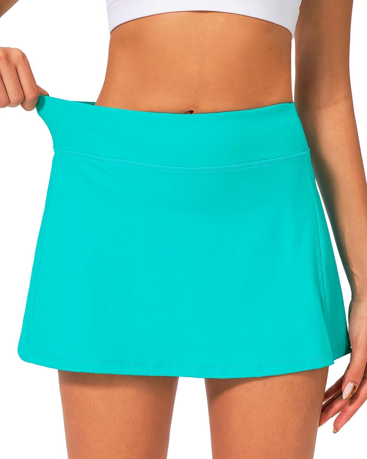 imageStelle Women Tennis Skirt Golf Skorts Athletic High Waisted with Pockets Inner Shorts Sport Workout Pleated PickleballTurquoise