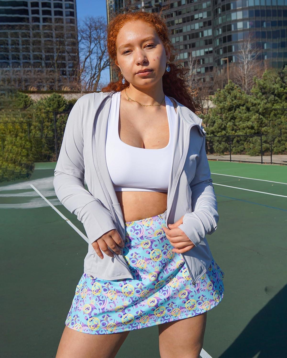 imageStelle Women Tennis Skirt Golf Skorts Athletic High Waisted with Pockets Inner Shorts Sport Workout Pleated PickleballVibrant Pickle