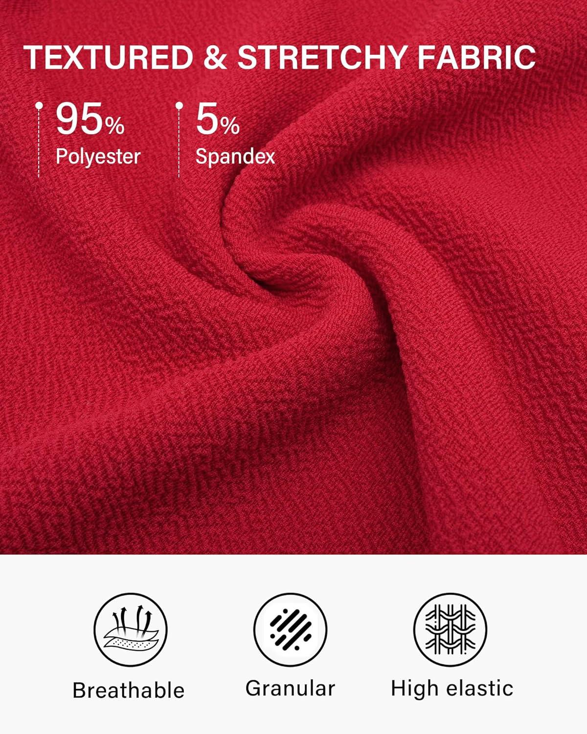 imageStelle Womens 20quot Knee Length Skirts with Pockets Casual Basic Midi Skirt Stretchy High Waisted Skater Flared PleatedRed