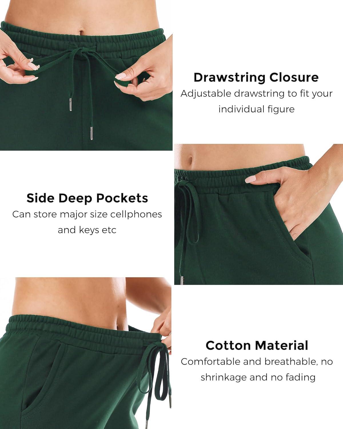 imageStelle Womens 7quot10quot Cotton Bermuda Shorts Knee Length Comfy Lounge Athletic Sweat Shorts with Deep Pockets10 Green