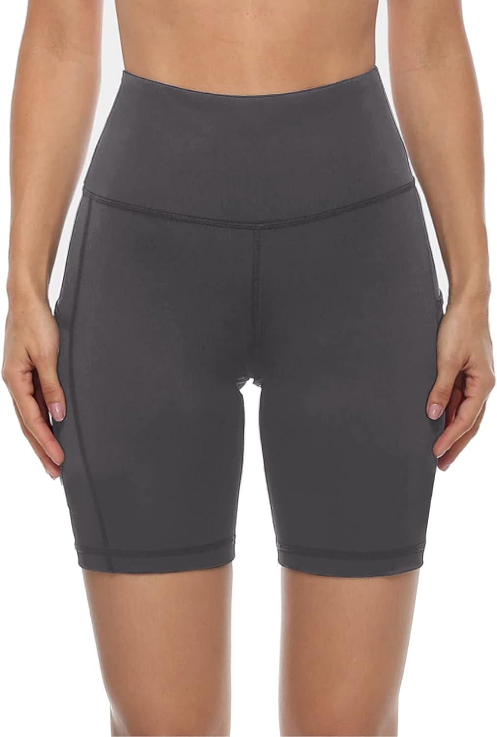 imageStelle Womens 8quot 5quot High Waist Biker Shorts Yoga Shorts with Pockets Tummy Control Workout Shorts for Running Gym8 Charcoal