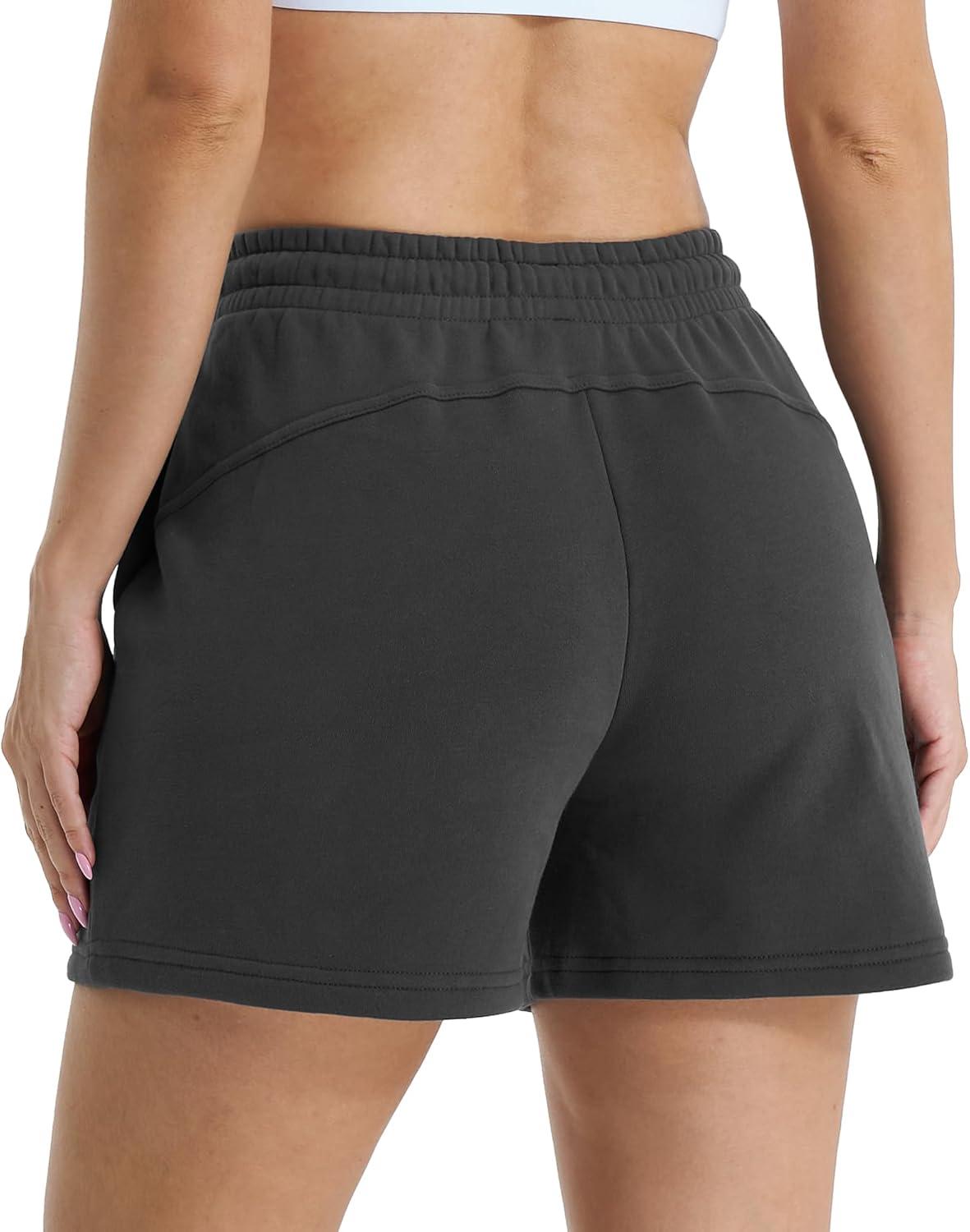 imageStelle Womens Drawstring Sweat Shorts Comfy Elastic Shorts Workout Lounge Shorts with PocketsCharcoal